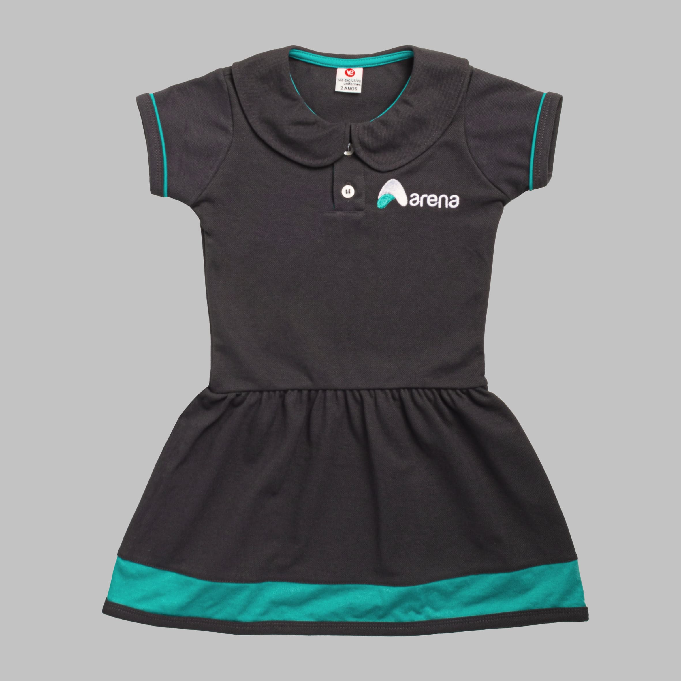 Arena Vestido gola redonda piquet cinza Educação Infantil