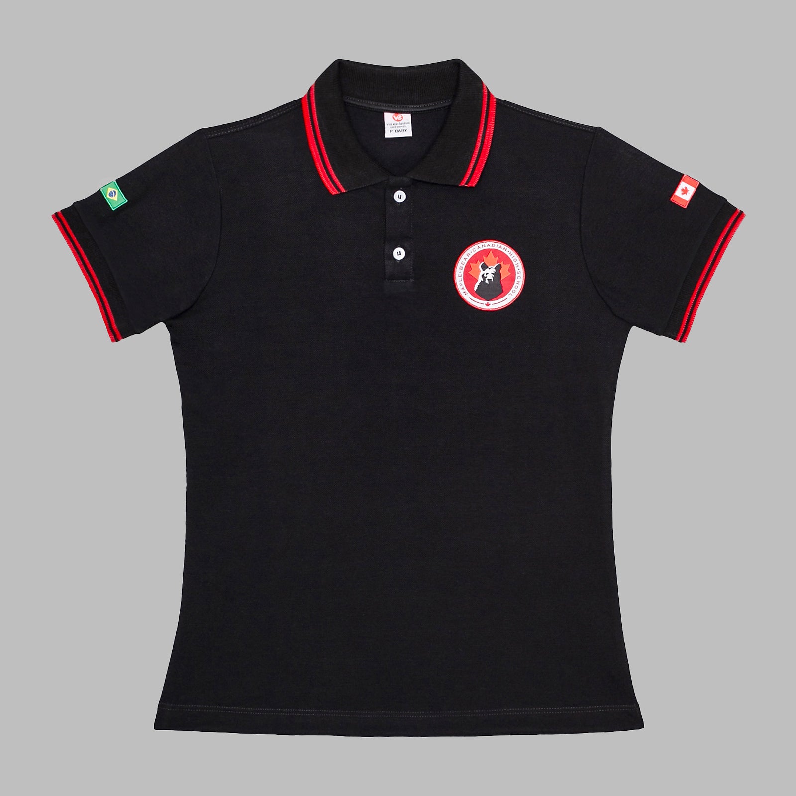 Maple Bear Baby-look gola polo piquet preto Ensino Médio Goiânia