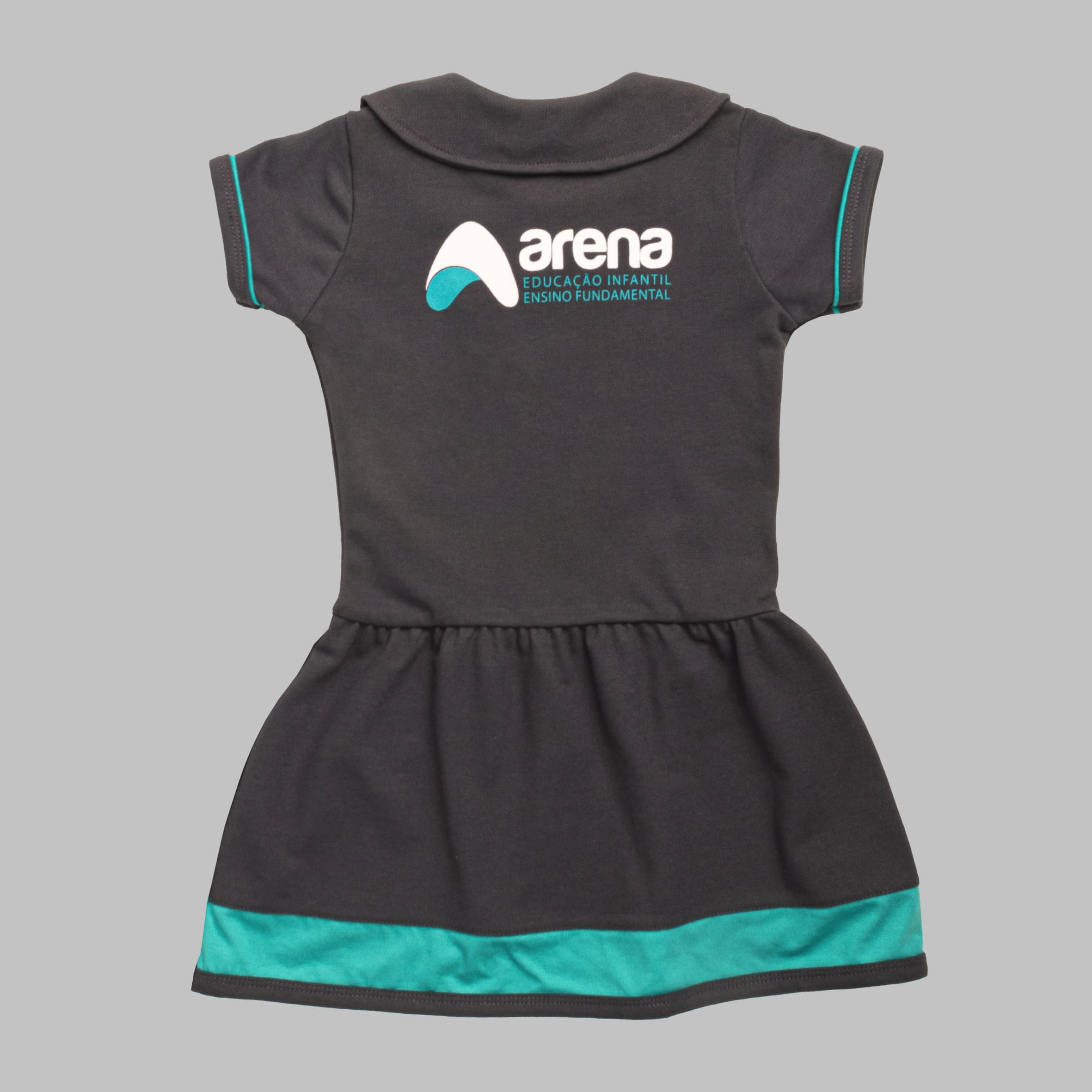 Arena Vestido gola redonda piquet cinza Educação Infantil