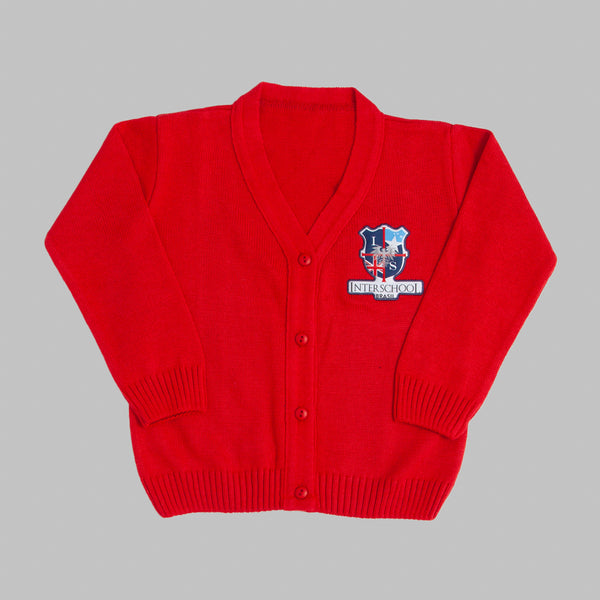 Interschool Cardigã tricô vermelho